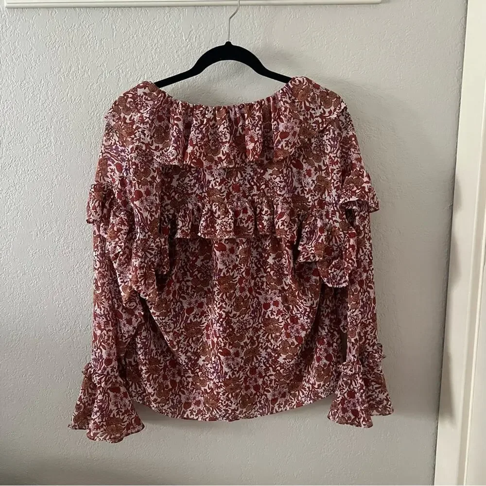 J. Crew Ruffle Crinkle Chiffon Top in Fête Floral